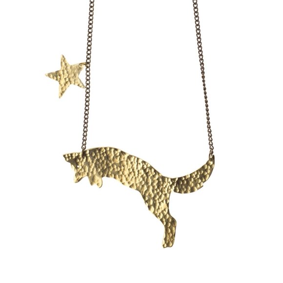 Handmade Hammered Fox Pendant Necklace - Picture 2 of 4